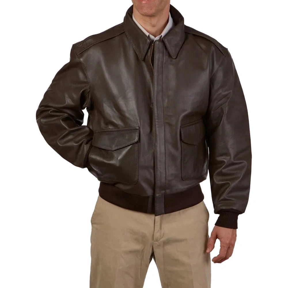 Authentische A2 Bomberjacke im Used-Look, echtes Leder, Braun, Flieger-Feeling pur! Dein cooler Style für jedes Abenteuer.
