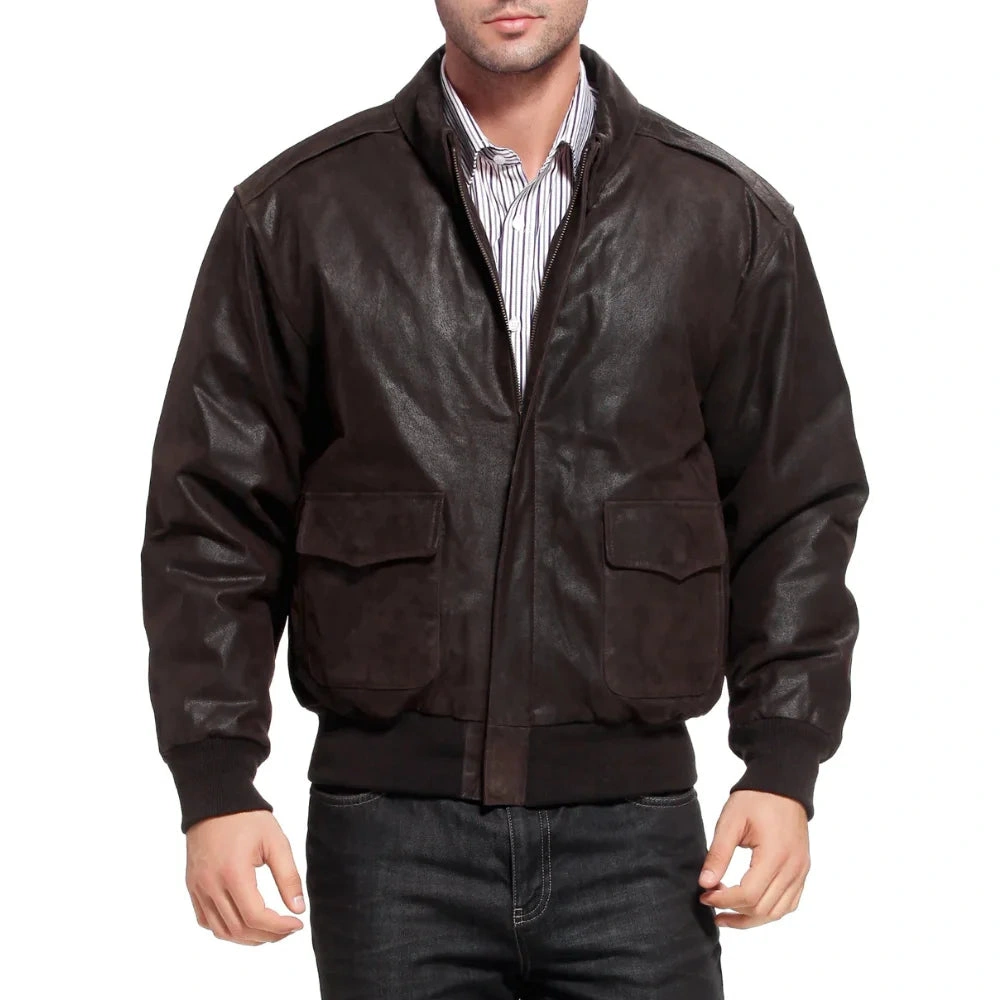 Herren A2 Bomberjacke aus Distressed-Leder: Vintage-Look, braun, unwiderstehlich lässig – Dein Style!